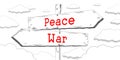 War and peace - outline signpost with two arrows