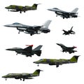 War plane collection isolated on a white background. High resolution Royalty Free Stock Photo