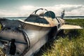 war plane crashed on shore of sea several years ago and lies on dunes