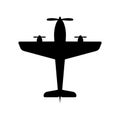 War Retro Plane Silhouette Icon. Military Vintage Airplane Glyph Pictogram. Army Aircraft Weapon Scout Icon. Aero Flight Royalty Free Stock Photo