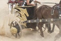 War, Roman chariot in a fight of gladiators, bloody circus Royalty Free Stock Photo