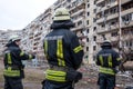 War of Russia against Ukraine. Residential building damaged in Kyiv Royalty Free Stock Photo