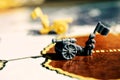 War scene with a board game Royalty Free Stock Photo