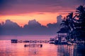 War ship sunset, Beautiful sunset on the beach, Sunset lake land Royalty Free Stock Photo