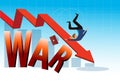 War sign on economy background. Economic crisis because of armed conflict Illustration of financial crisis after international Royalty Free Stock Photo