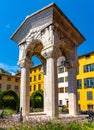 War town heroes colonnade memorial at Place du Petit Puy square in old town of perfumery city of Grasse in France