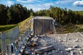 War in Ukraine, Destroyed bridge near Lyman, Donetsk Oblast in Ukraine - 05 May 2023