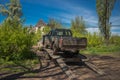 War in Ukraine. Evacuation of a damaged Ukrainian combat vehicle from the front line, Niu York, Ukraine - 04 May 2023