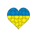 war in Ukraine. heart from puzzles flag of ukraine