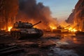 War in ukraine soldiers engaged in intense combat in a devastated city amidst the ongoing conflict