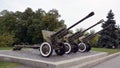 War vehicules of Soviet era WW2 memorial Royalty Free Stock Photo