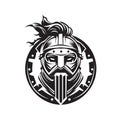 the war of warrior super mask retro logo Royalty Free Stock Photo