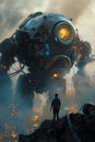 War of the Worlds: A Futuristic Tale of Man vs. Machine, Giant R Royalty Free Stock Photo