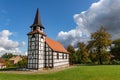 Warcino, pomorskie / Poland - October, 3, 2019: Church built in the technology of the Prussian wall. Temple in Central Europe