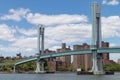 The Ward`s Island Bridge over the East River Connecting Randalls and Wards Islands to Manhattan in New York City Royalty Free Stock Photo