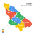 Wardha district of Maharashtra map design on white background Royalty Free Stock Photo