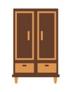 Wardrobe closed on legs, drawn in a flat style. Classic wardrobe.