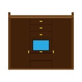 Wardrobe closet vector icon furniture interior clothes shelf illustration. Hanger room dress wooden cabinet bedroom