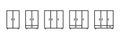 Wardrobe closet vector icon set. Linear armoire symbol. Furniture sign
