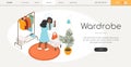 Wardrobe and clothes - modern colored isometric web banner Royalty Free Stock Photo