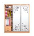 Wardrobe Coupe. Open closet with things Royalty Free Stock Photo