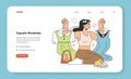 Wardrobe developing web banner or landing page. Character choose