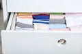 Wardrobe drawer with many child socks