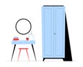 Wardrobe With Dressing Table In Flat Vector Illustration Symbolizing Interior Design, Home Organization, And Furniture Royalty Free Stock Photo