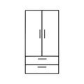 Wardrobe icon. Big cupboard. Black contour linear silhouette. Front view. Editable strokes. Vector simple flat graphic Royalty Free Stock Photo