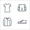 wardrobe line icons. linear set. quality vector line set such as shoe, uniform, pants