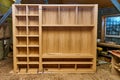 Wardrobe made of MDF and oak veneer. Details wood production Royalty Free Stock Photo