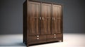 Modern Dark Brown Wardrobe With 3 Doors And 5 Drawers Royalty Free Stock Photo