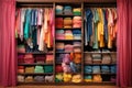 wardrobe open, clothes organized by color Royalty Free Stock Photo