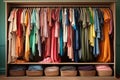 wardrobe open, clothes organized by color Royalty Free Stock Photo