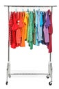 Wardrobe rack with different colorful clothes Royalty Free Stock Photo