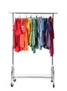 Wardrobe rack with different colorful clothes Royalty Free Stock Photo
