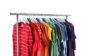 Wardrobe rack with different colorful clothes Royalty Free Stock Photo