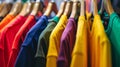 A wardrobe rack with various colorful clothes hanging on it, Ai Generated Royalty Free Stock Photo