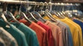 A wardrobe rack with various colorful clothes hanging on it, Ai Generated Royalty Free Stock Photo