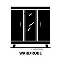 wardrobe symbol icon, black vector sign with editable strokes, concept illustration Royalty Free Stock Photo