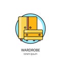 Wardrobe wood furniture logotype design templates