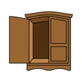 Wardrobe wood retro. Furniture for clothes. Vintage Cabinet. Old