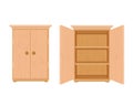 Wardrobe wooden template open and closed. Modern wooden stylish cupboard stylish design.