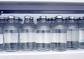 Warehouse bottles of saline solution