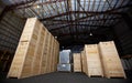 Warehouse with boxes, container, store, pallet, stock