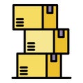 Warehouse boxes icon color outline vector