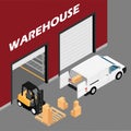 Warehouse building cargo transporting process, Royalty Free Stock Photo