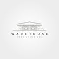 Warehouse building line art icon logo vector symbol illustration design, line art style Royalty Free Stock Photo