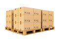 Warehouse: cardboard boxes on pallets