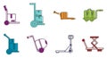 Warehouse cart icon set, color outline style Royalty Free Stock Photo